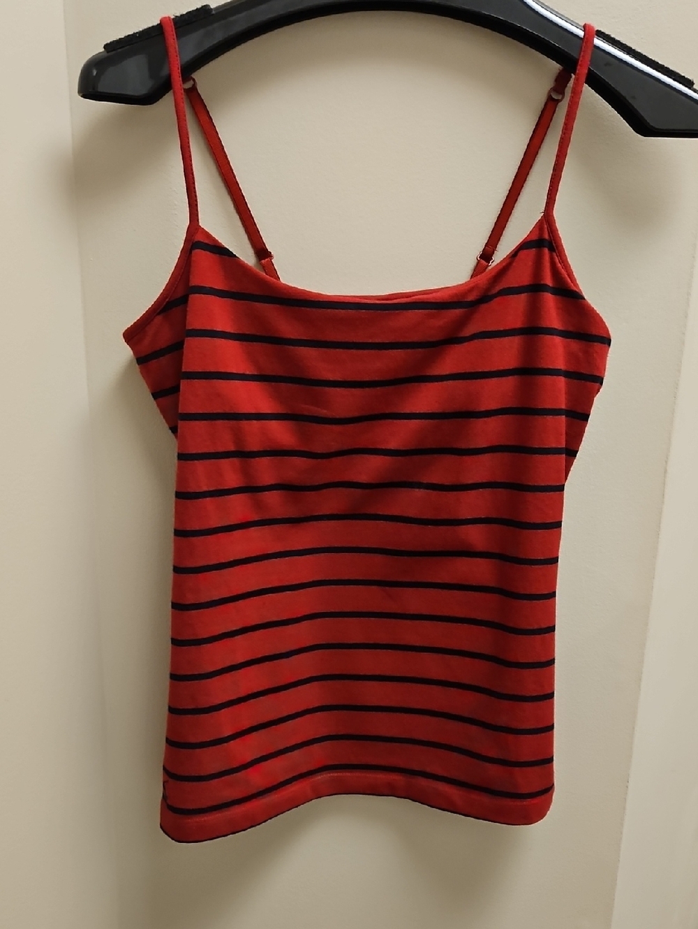 Ralph Lauren Red and Black Striped Spaghetti-Strap Camisole